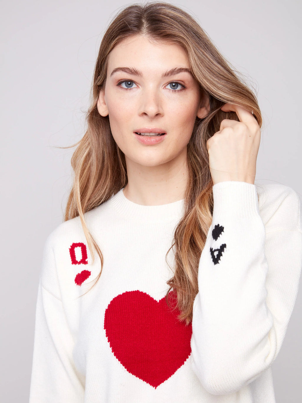 Jacquard Plush Knit Crew Neck Sweater - Queen