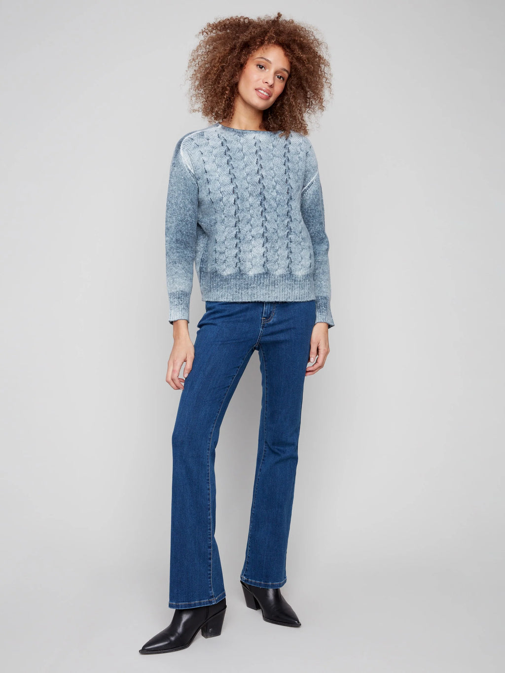 Fancy Stitch Crew Neck Sweater - Denim