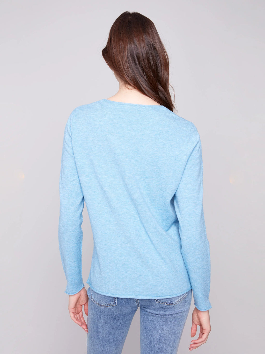 Basic V-Neck Sweater - Heather Oxford