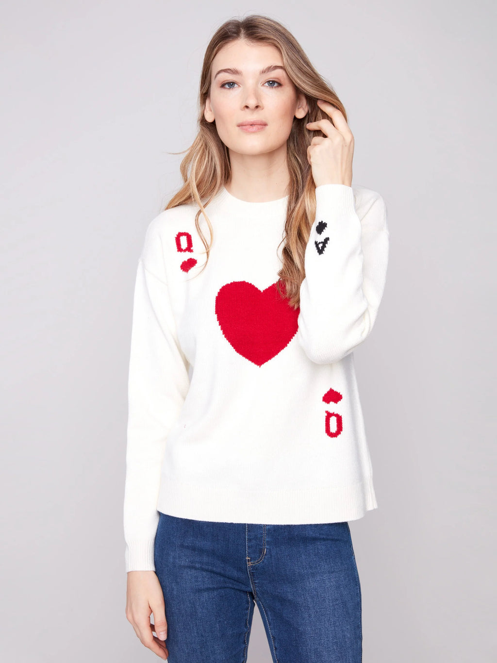 Jacquard Plush Knit Crew Neck Sweater - Queen