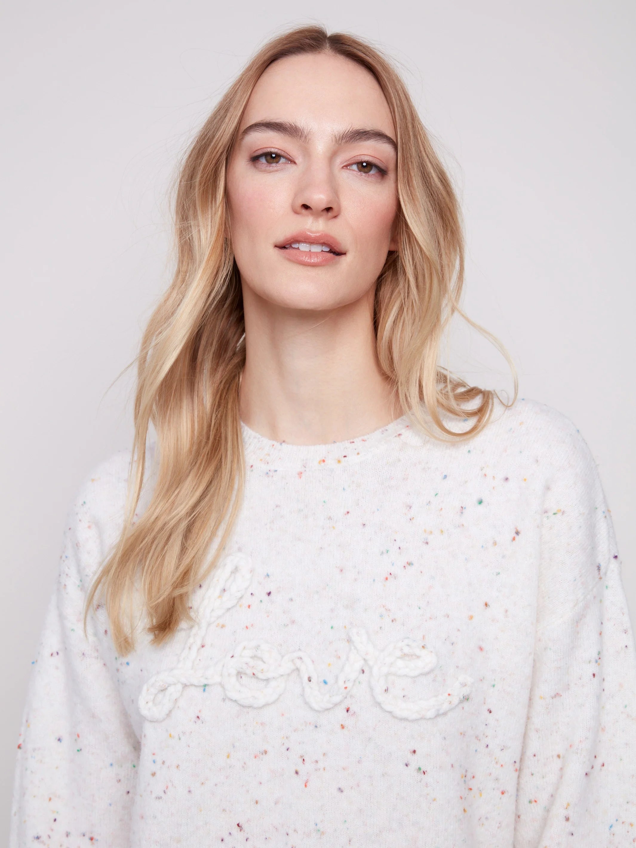 Braided Love Crew Neck Sweater - Ecru