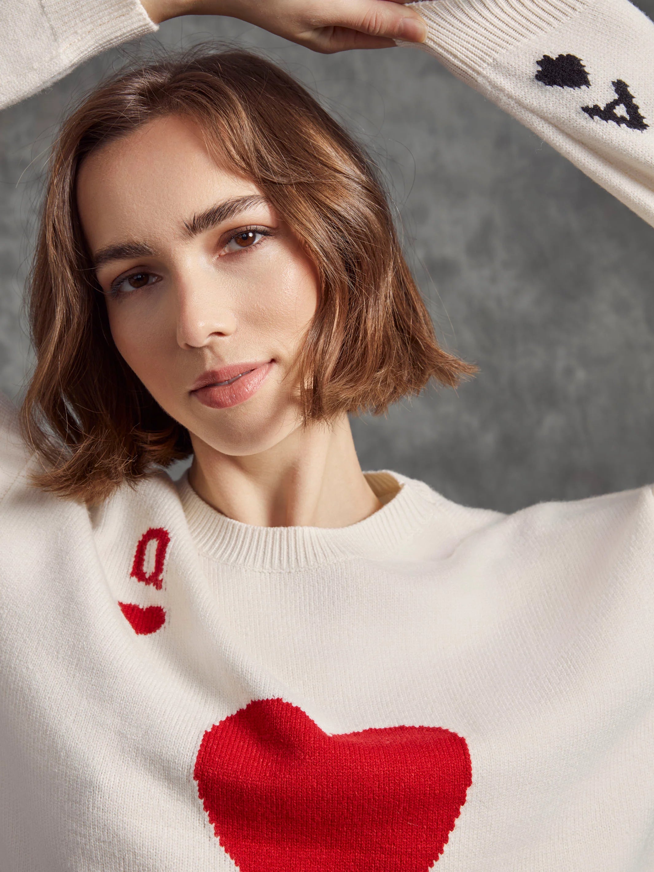 Jacquard Plush Knit Crew Neck Sweater - Queen