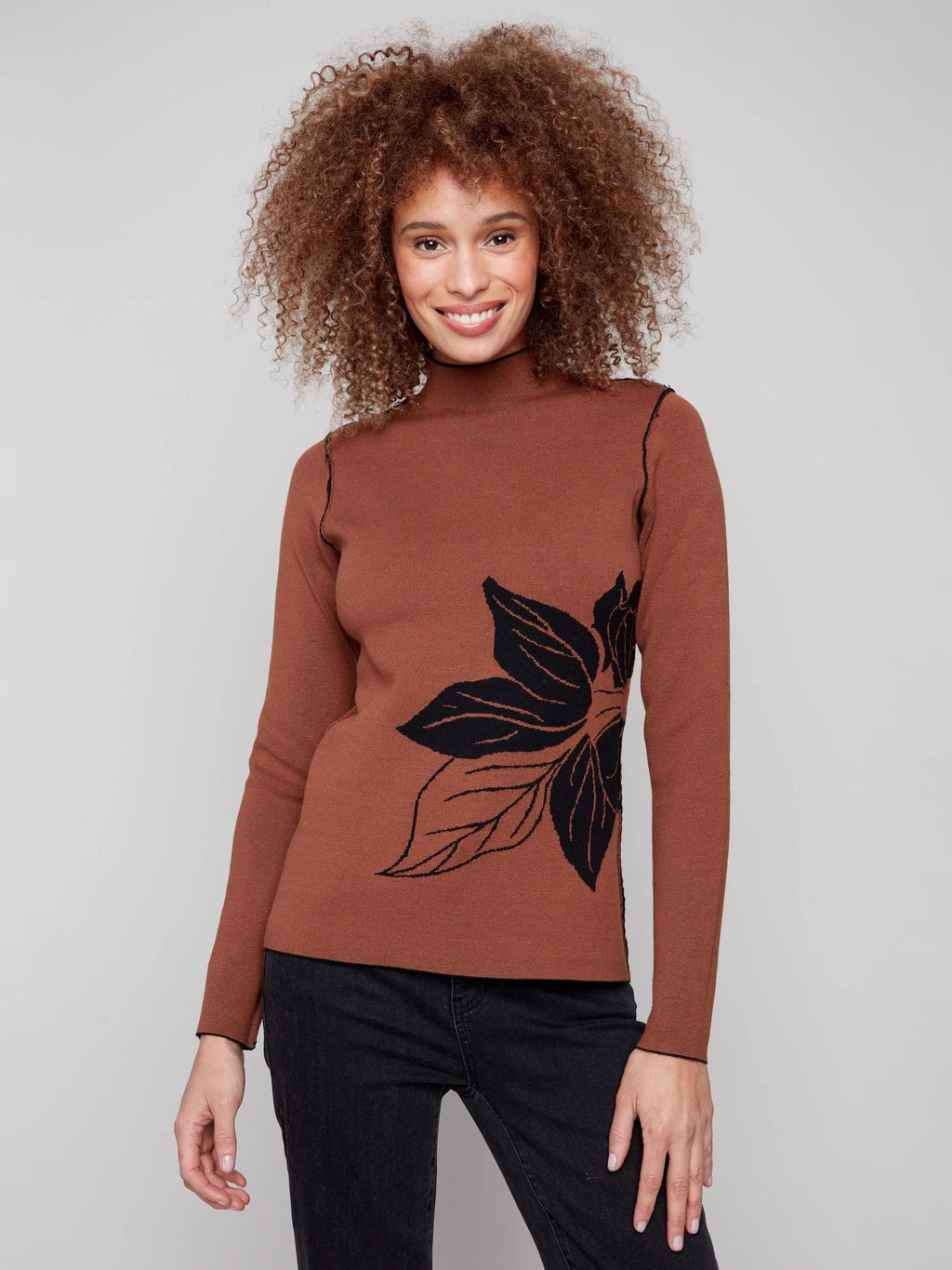 Reversible Mock Neck Sweater - Cacao