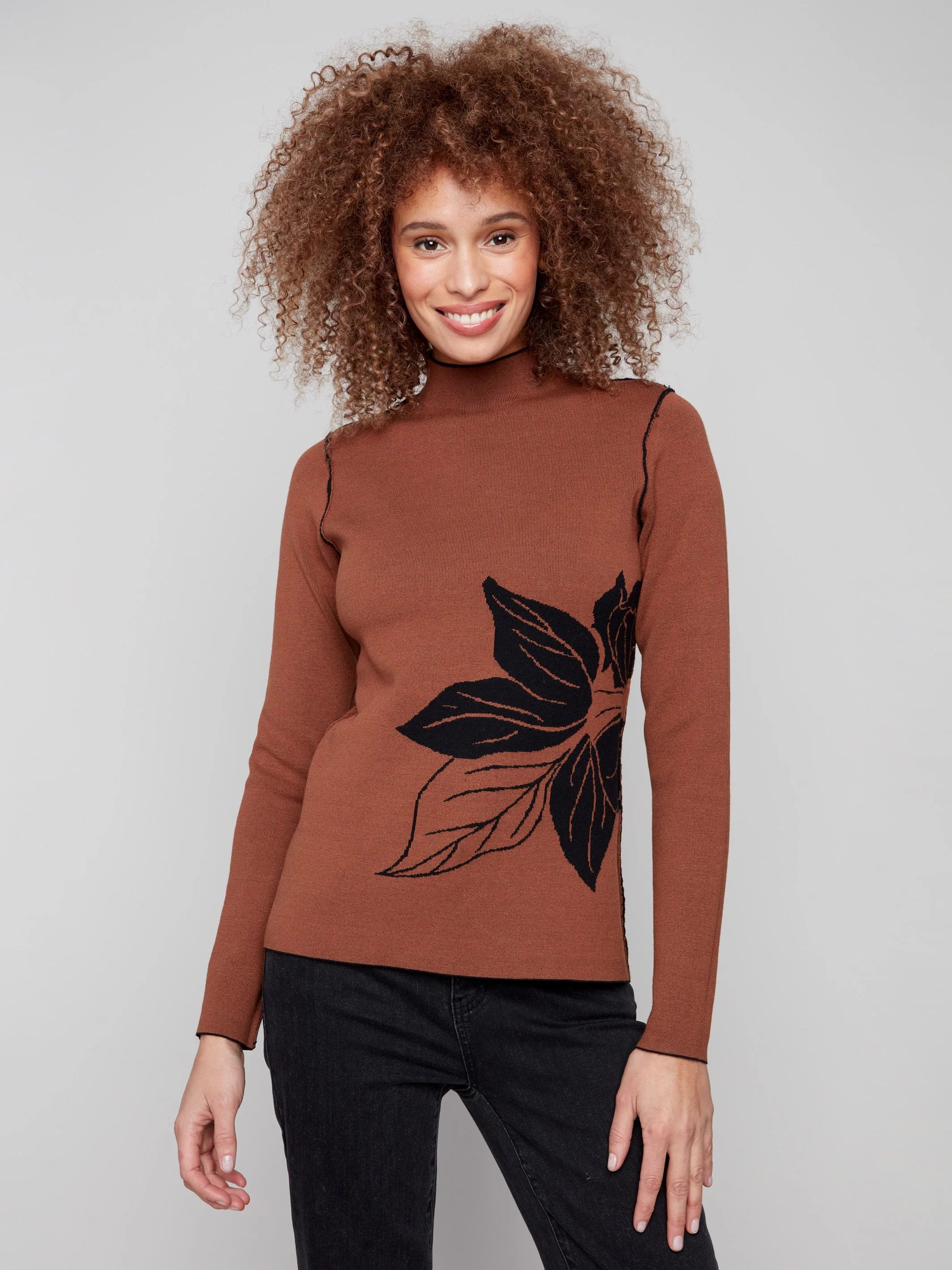 Reversible Mock Neck Sweater - Cacao