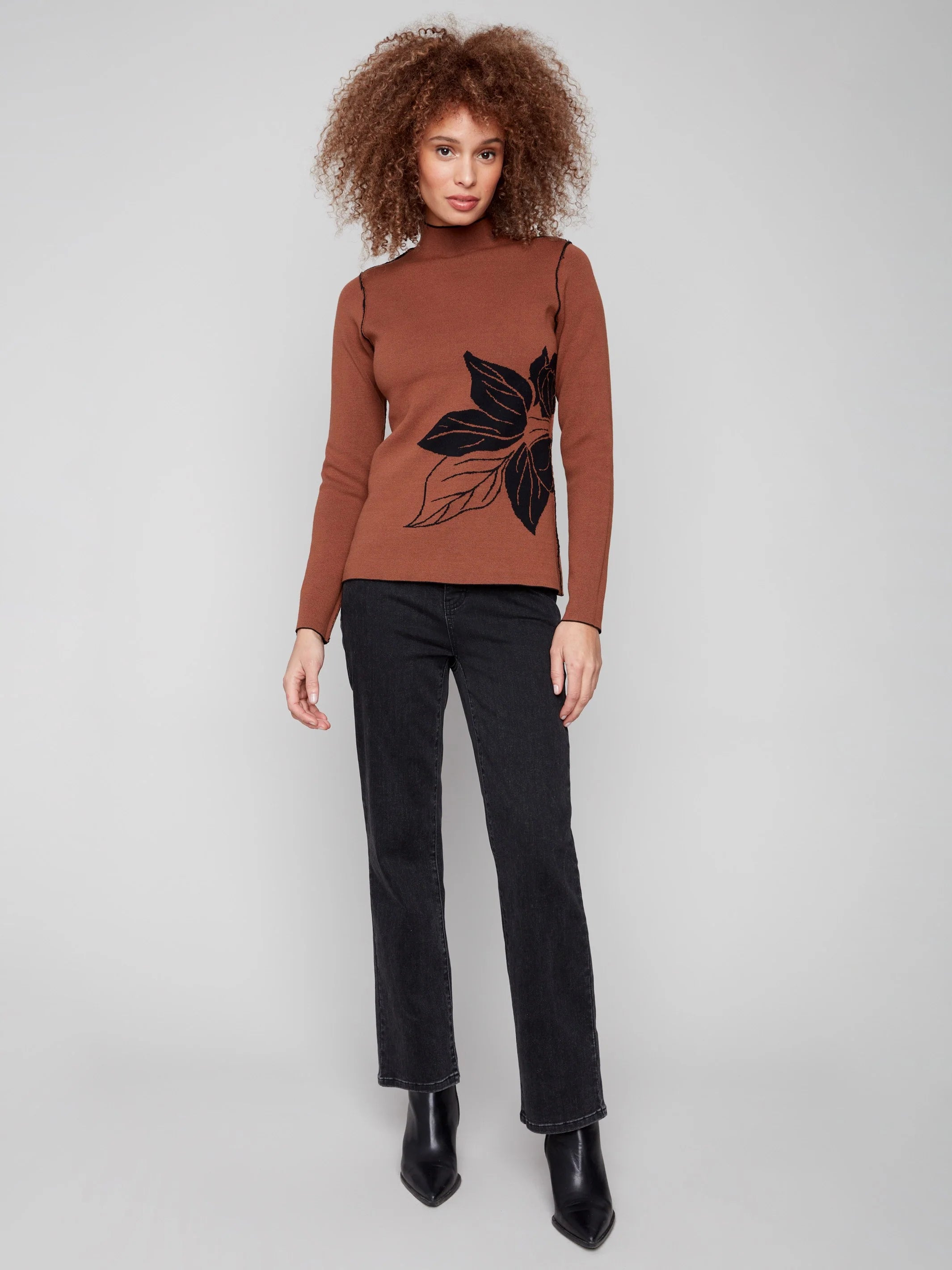 Reversible Mock Neck Sweater - Cacao