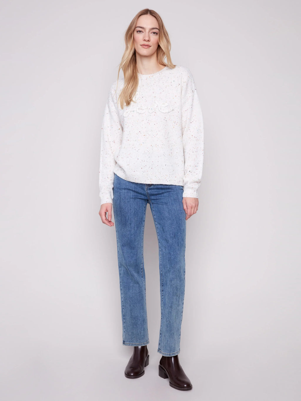 Braided Love Crew Neck Sweater - Ecru