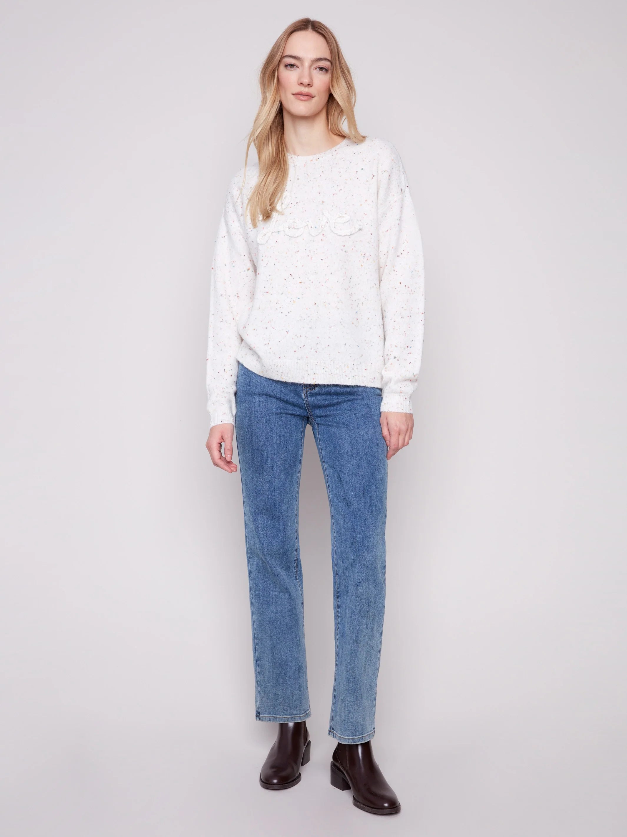 Braided Love Crew Neck Sweater - Ecru