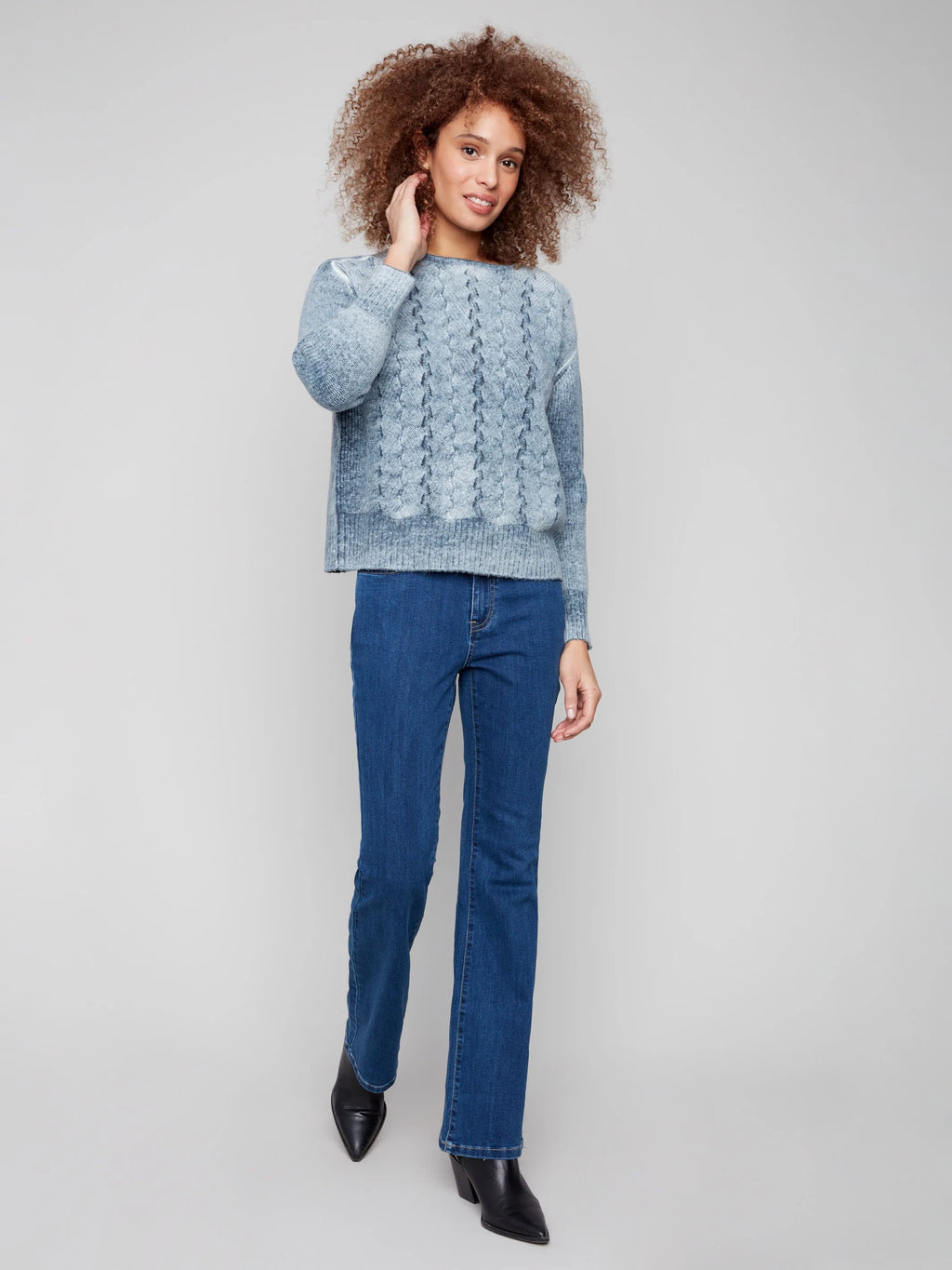 Fancy Stitch Crew Neck Sweater - Denim